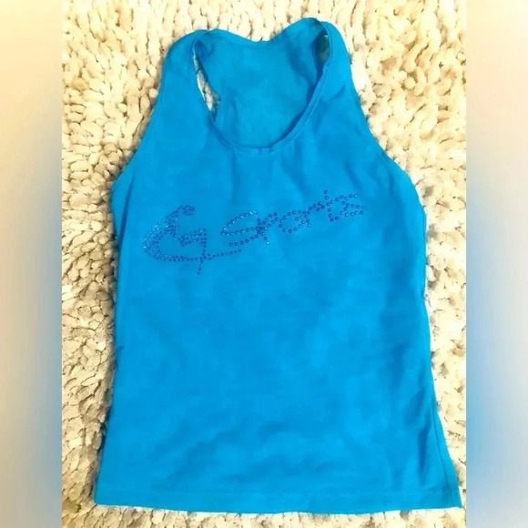 G-Sports Tops - Free with purchase Sheer G-Sports Bling Teal/Fuchsia Tank Tops Small